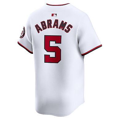 Men's Nike CJ Abrams White Washington Nationals Home Limited Player Jersey
