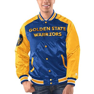 Men's Starter Royal/Gold Golden State Warriors Renegade Satin Full-Snap Varsity Jacket