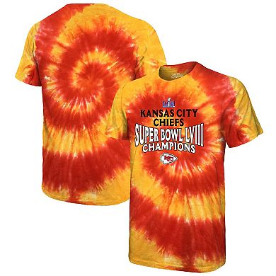 Men's Majestic Threads Red Kansas City Chiefs Super Bowl LVIII Champions Soft Hand Tie-Dye T-Shirt