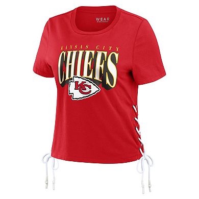 Women's WEAR by Erin Andrews Red Kansas City Chiefs Lace Up Side Modest Cropped T-Shirt
