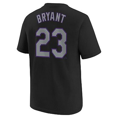 Youth Nike Kris Bryant Black Colorado Rockies Home Player Name & Number T-Shirt