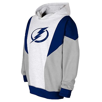 Youth Ash/Blue Tampa Bay Lightning Champion League Fleece Pullover Hoodie