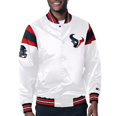 Men's Starter White Houston Texans Satin Full-Snap Varsity Jacket