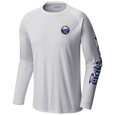 Men's  Columbia White Buffalo Sabres Terminal Tackle Omni-Shade Raglan Long Sleeve T-Shirt