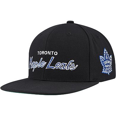 Men's Mitchell & Ness Black Toronto Maple Leafs Core Team Script 2.0 Snapback Hat