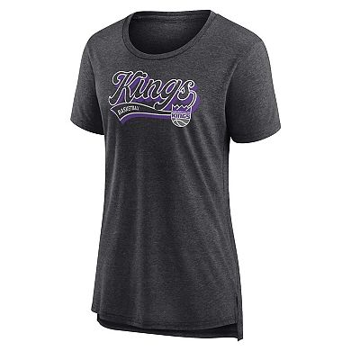 Women's Fanatics Branded Heather Charcoal Sacramento Kings League Leader Tri-Blend T-Shirt