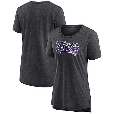 Women's Fanatics Branded Heather Charcoal Sacramento Kings League Leader Tri-Blend T-Shirt