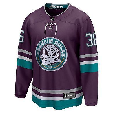 Men's Fanatics Branded John Gibson Purple Anaheim Ducks 30th Anniversary Premier Breakaway Jersey