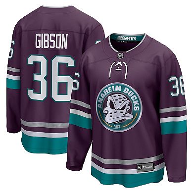 Men's Fanatics Branded John Gibson Purple Anaheim Ducks 30th Anniversary Premier Breakaway Jersey