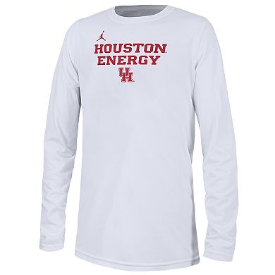 Youth Jordan Brand  White Houston Cougars 2024 On-Court Bench Energy T-Shirt