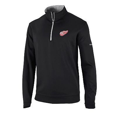 Men's Columbia Black Detroit Red Wings Wickham Hills Omni-Wick Quarter-Zip Jacket