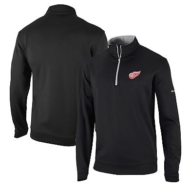 Men's Columbia Black Detroit Red Wings Wickham Hills Omni-Wick Quarter-Zip Jacket