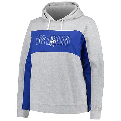 Women's Profile Heather Gray Los Angeles Dodgers Plus Size Pullover Jersey Hoodie