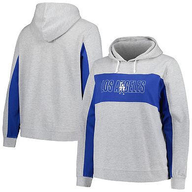 Women's Profile Heather Gray Los Angeles Dodgers Plus Size Pullover Jersey Hoodie