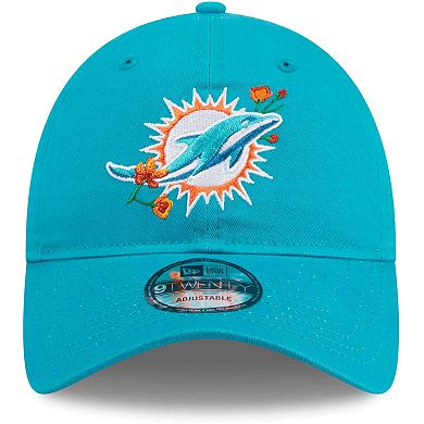 Women's New Era Aqua Miami Dolphins Gameday Flower 9TWENTY Adjustable Hat