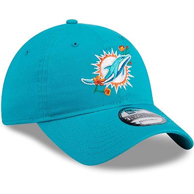 Women's New Era Aqua Miami Dolphins Gameday Flower 9TWENTY Adjustable Hat