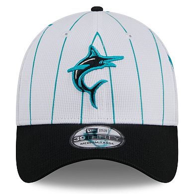 Men's New Era White Miami Marlins 2024 Batting Practice 39THIRTY Flex Hat