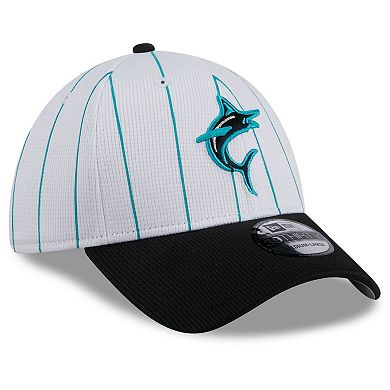 Men's New Era White Miami Marlins 2024 Batting Practice 39THIRTY Flex Hat