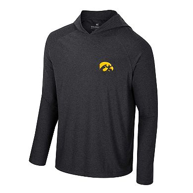 Men's Colosseum Black Iowa Hawkeyes Cloud Jersey Raglan Long Sleeve Hoodie T-Shirt