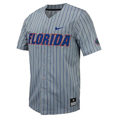 Men's Nike Gray Florida Gators Pinstripe Replica Full-Button Baseball Jersey
