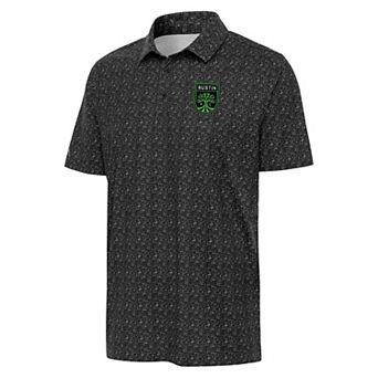 Men's Antigua Black Austin FC Figment Polo