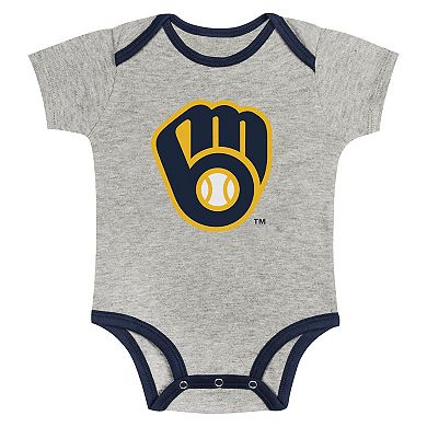 Newborn & Infant Gray/White Milwaukee Brewers Two-Pack Play Ball Bodysuit Set