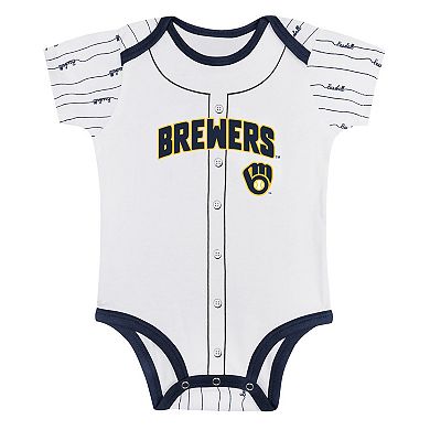 Newborn & Infant Gray/White Milwaukee Brewers Two-Pack Play Ball Bodysuit Set