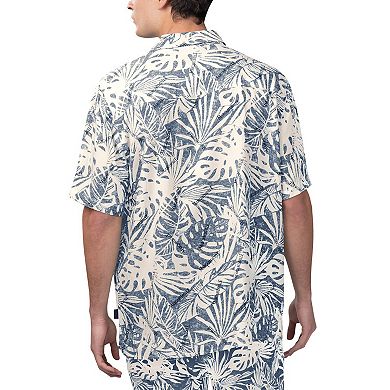 Men's Margaritaville Tan Denver Broncos Sand Washed Monstera Print Party Button-Up Shirt