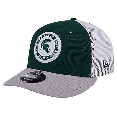 Men's New Era Green Michigan State Spartans Throwback Circle Patch 9FIFTY Trucker Snapback Hat