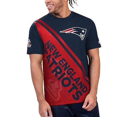 Men's Starter Navy/Red New England Patriots Finish Line Extreme Graphic T-Shirt