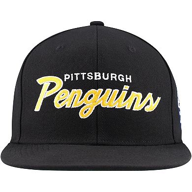 Men's Mitchell & Ness Black Pittsburgh Penguins Core Team Script 2.0 Snapback Hat