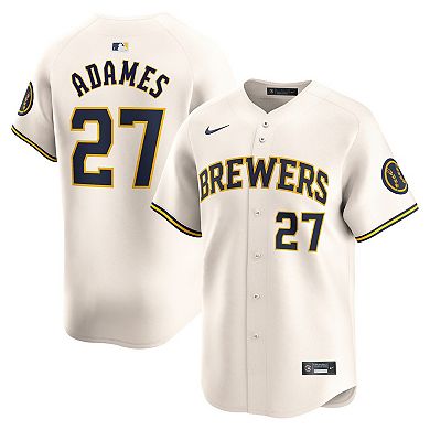 Men's Nike Willy Adames Cream Milwaukee Brewers Home Limited Player Jersey