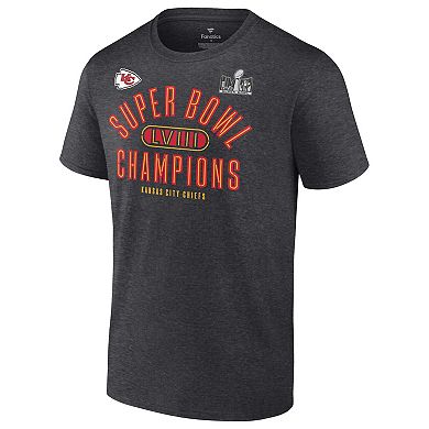 Men's Fanatics Branded Heather Charcoal Kansas City Chiefs Super Bowl LVIII Champions Under The Lights T-Shirt