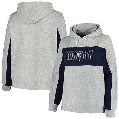 Women's Profile Heather Gray New York Yankees Plus Size Pullover Jersey Hoodie