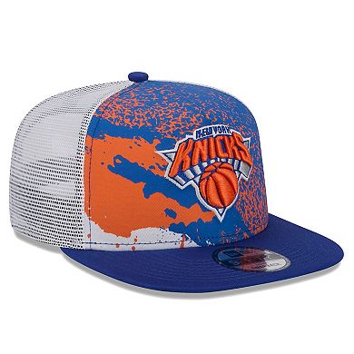 Men's New Era Blue New York Knicks Court Sport Speckle 9FIFTY Snapback Hat