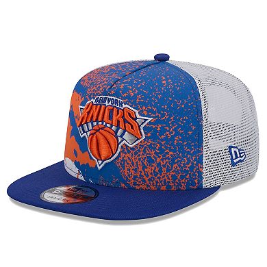 Men's New Era Blue New York Knicks Court Sport Speckle 9FIFTY Snapback Hat