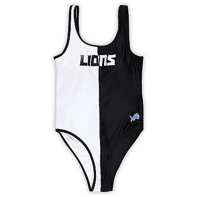 Women's G-III 4Her by Carl Banks Black/White Detroit Lions Last Stand One-Piece Swimsuit