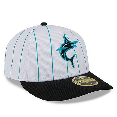 Men's New Era White Miami Marlins 2024 Batting Practice Low Profile 59FIFTY Fitted Hat