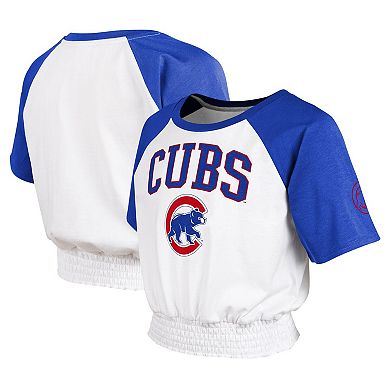 Youth Fanatics Branded White Chicago Cubs On Base Fashion Raglan T-Shirt