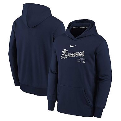 Youth Nike Navy Atlanta Braves Authentic Collection Performance Pullover Hoodie