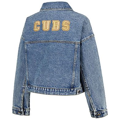 Women's G-III 4Her by Carl Banks Chicago Cubs Victory Oversized Button-Up Denim Jacket
