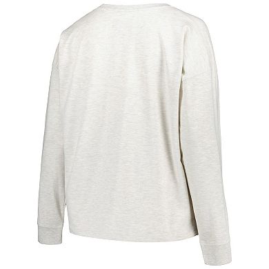 Women's Profile Oatmeal Nebraska Huskers Plus Size Distressed Arch Over Logo Neutral Boxy Pullover Sweatshirt