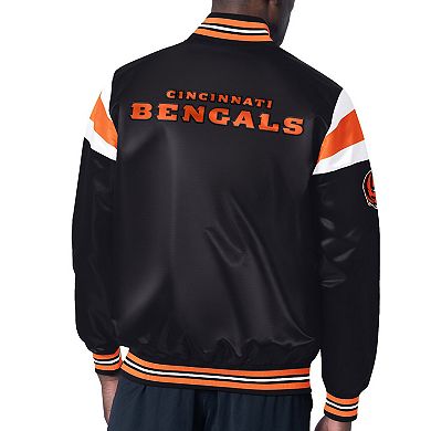 Men's Starter Black Cincinnati Bengals Satin Full-Snap Varsity Jacket