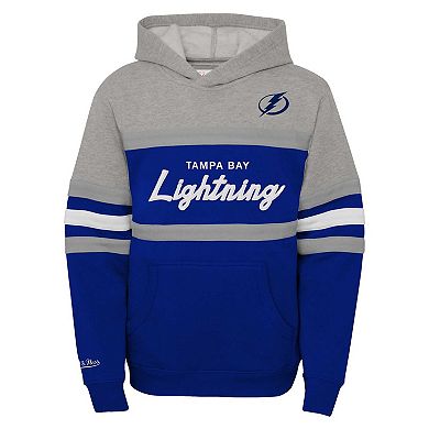 Youth Mitchell & NessÂ Blue Tampa Bay Lightning Head Coach Pullover Hoodie