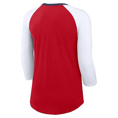 Women's Nike Red/White St. Louis Cardinals Knockout Arch 3/4-Sleeve Raglan Tri-Blend T-Shirt