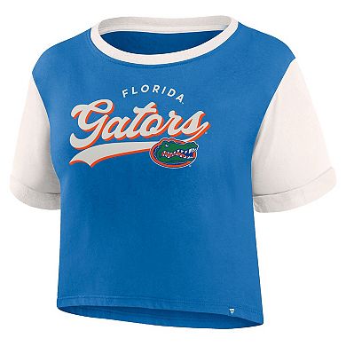 Women's Fanatics Royal Florida Gators Color-Block Script Tail T-Shirt