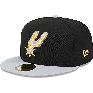 Men's New Era Black/Gray San Antonio Spurs Gameday Gold Pop Stars 59FIFTY Fitted Hat
