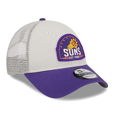 Men's New Era Khaki/Purple Phoenix Suns Throwback Patch Trucker 9FORTY Adjustable Hat