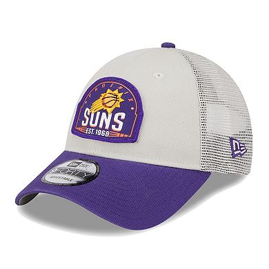 Men's New Era Khaki/Purple Phoenix Suns Throwback Patch Trucker 9FORTY Adjustable Hat