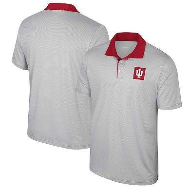 Men's Colosseum Gray Indiana Hoosiers Big & Tall Tuck Striped Polo